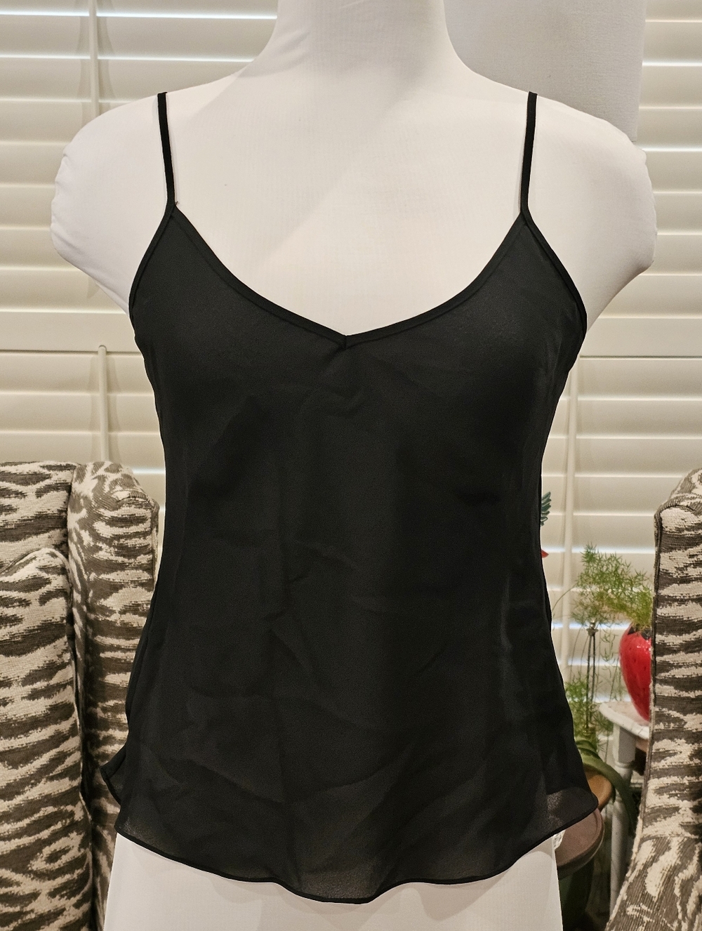 Chaps Black Sheer Tank/Camosole Size 6